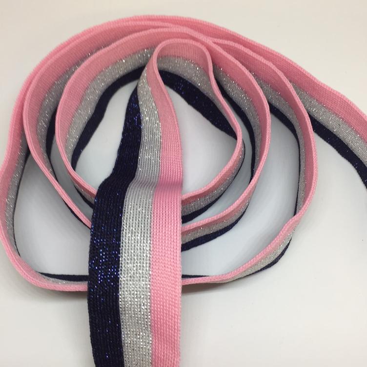 Glimmer-Stripes rosa silber 25 mm
