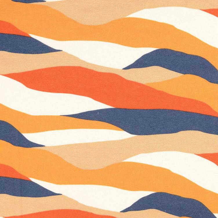 Alpenfleece Waves orange - blau