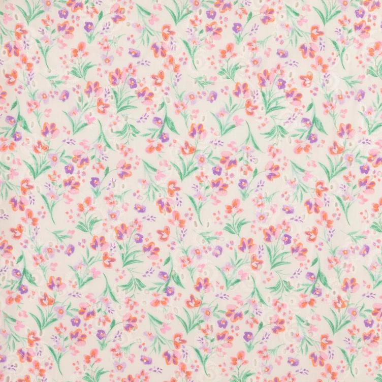 Baumwoll Blumen Stickerei multicolor