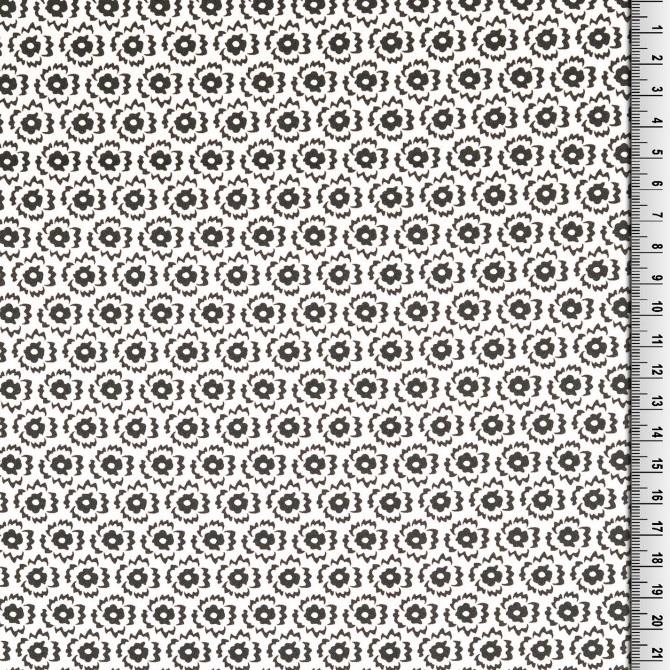 Baumwoll Satin Druck Blumen schwarz/weiss