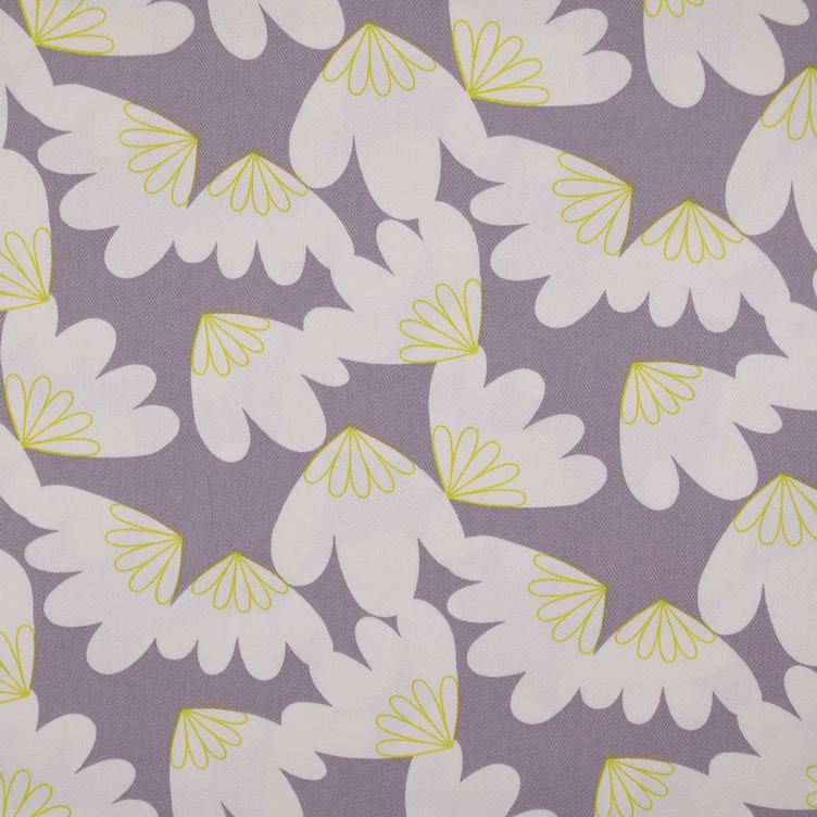 Baumwoll Twill Blüten grau