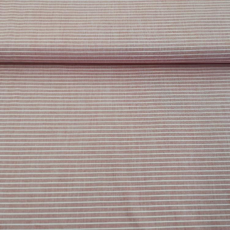 Baumwoll-Viscose gestreift breit rot/weiss