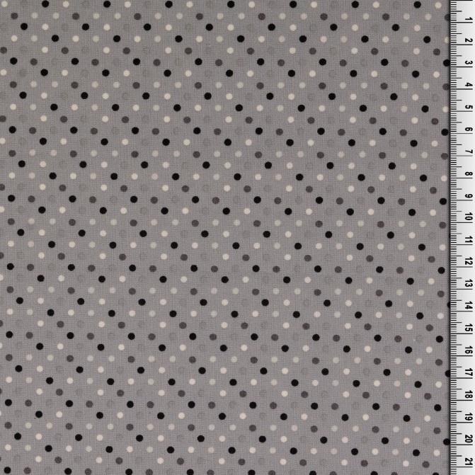 Baumwolle Punkte schwarz grau weiss auf grau