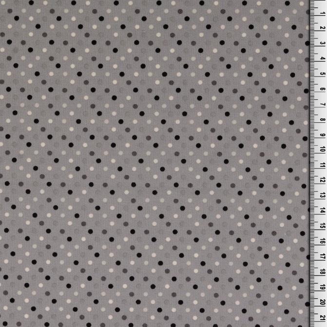 Baumwolle Punkte schwarz grau weiss auf grau