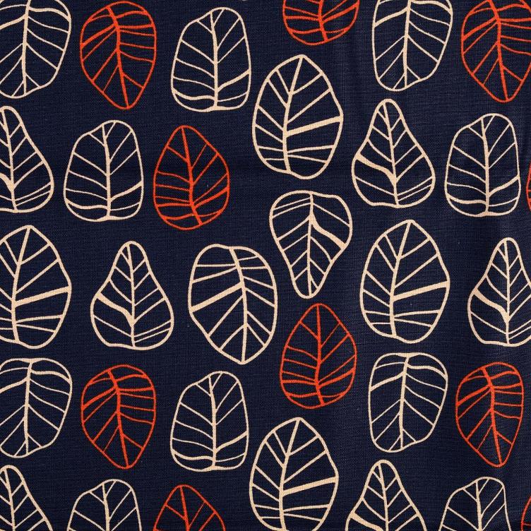 Canvas Blätter marine beige rot