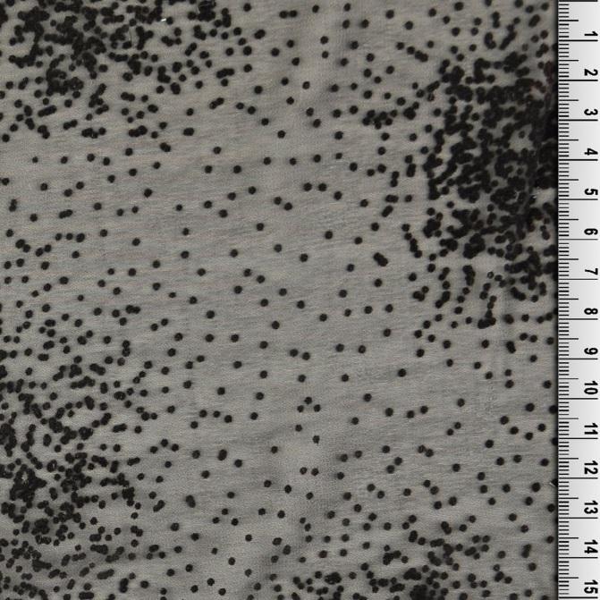 Chiffon mit Flock Punkte schwarz