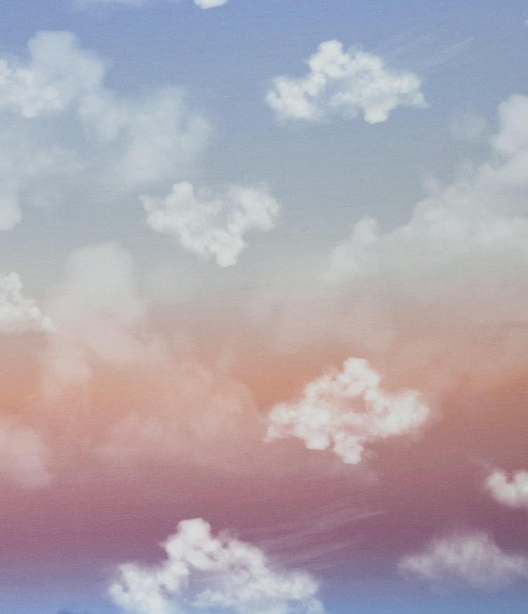 Cloudy Sky lycklig design hellblau coral Panel-Druck