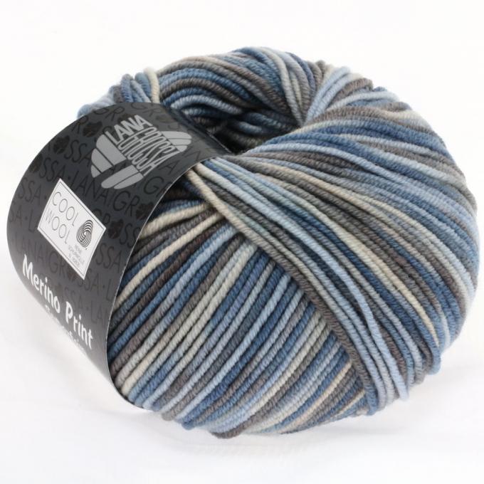Cool Wool Print 763 hellblau/Grège/Graublau/Blaugrün