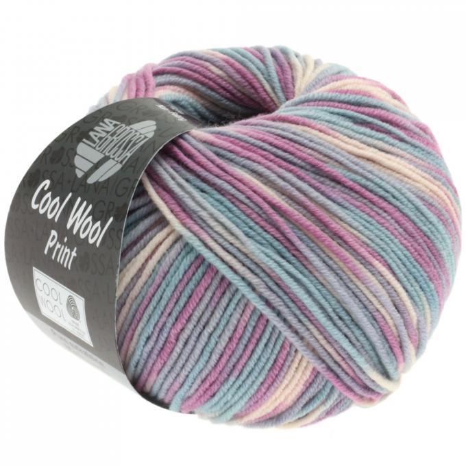 Cool Wool Print 792 hellgrau mint flieder