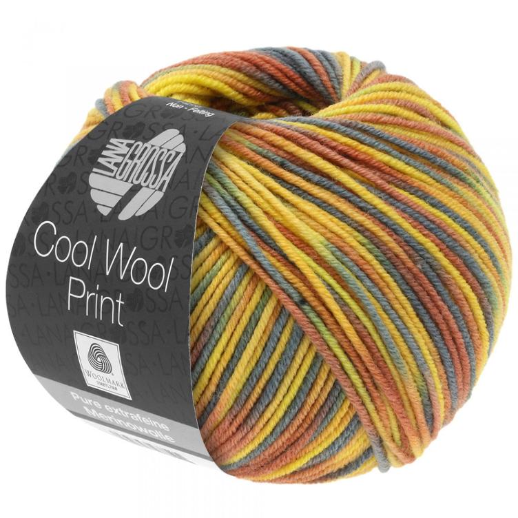 *Cool Wool Print 818 gelb rost jade
