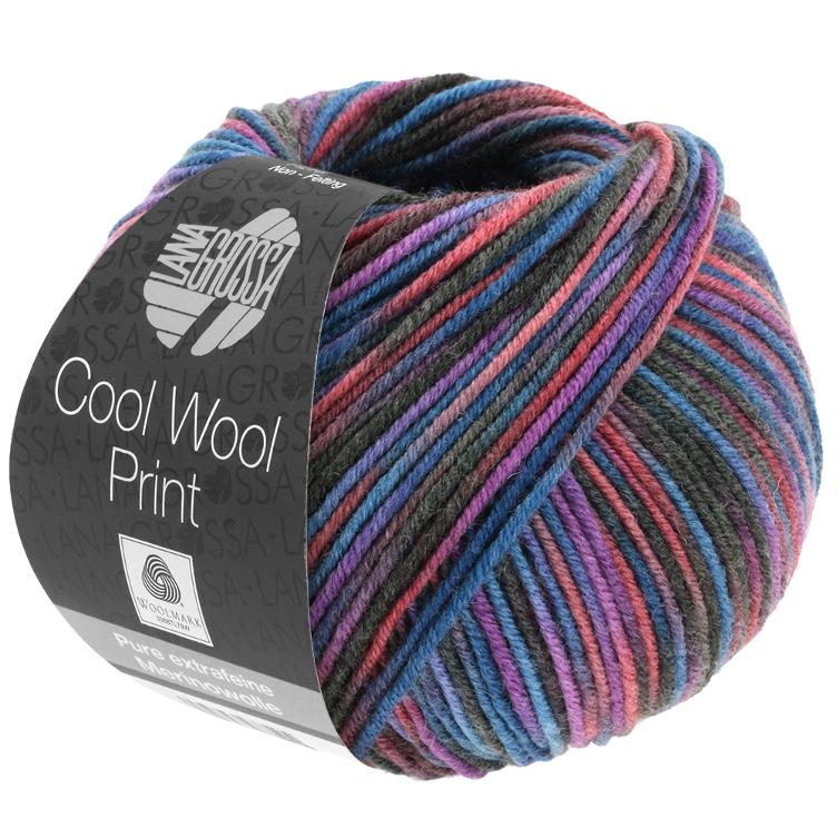 Cool Wool Print 821 Marine/Burgund/Violett/Anthrazit