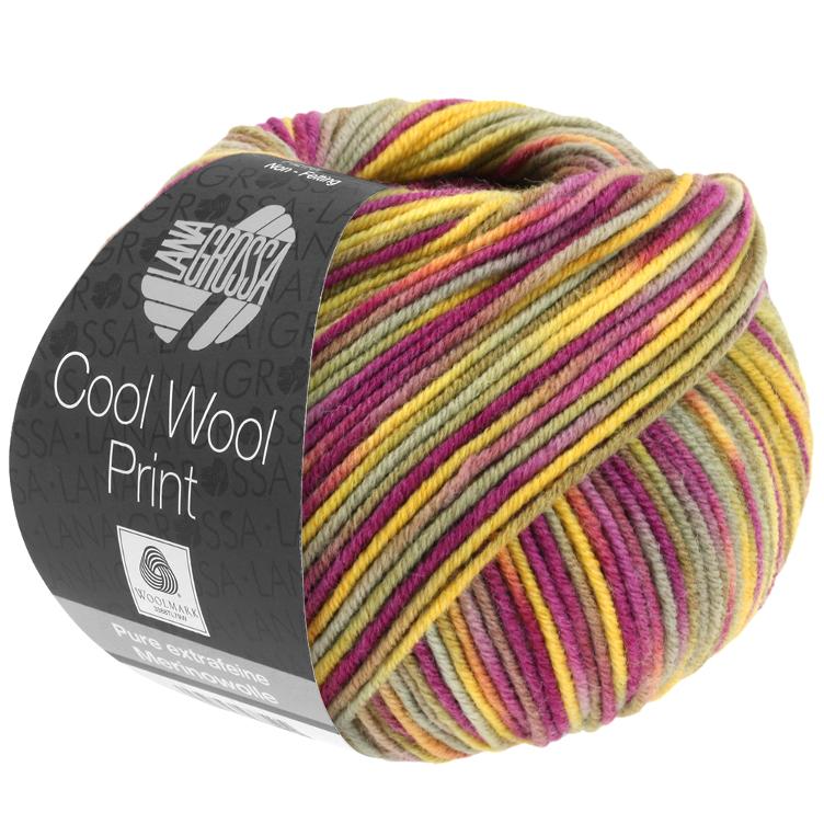 * Cool Wool Print 822 Gelb/Camel/Taupe/Fuchsia