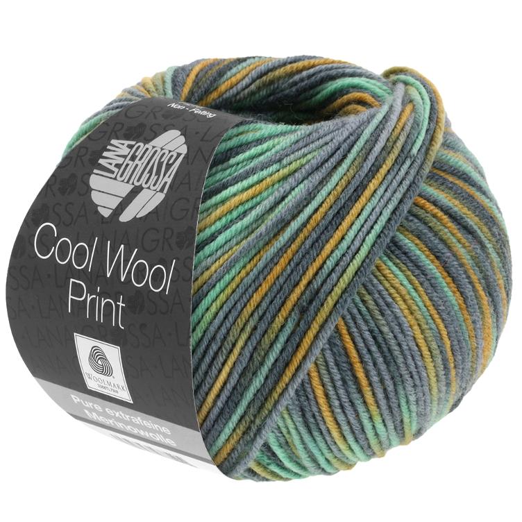 * Cool Wool Print 824 Ocker/Mint/Mittel-/Dunkelgrau