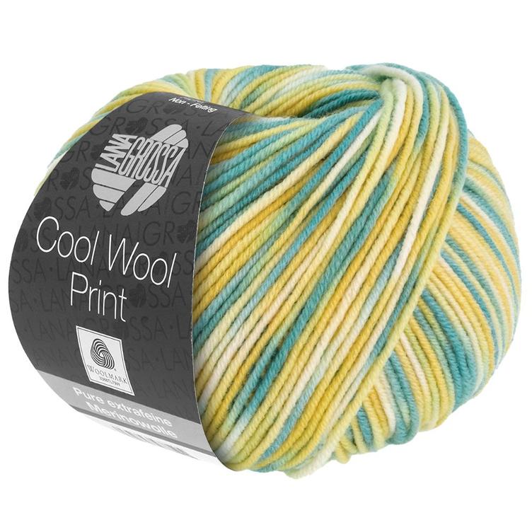 Cool Wool Print 832 vanille/türkis