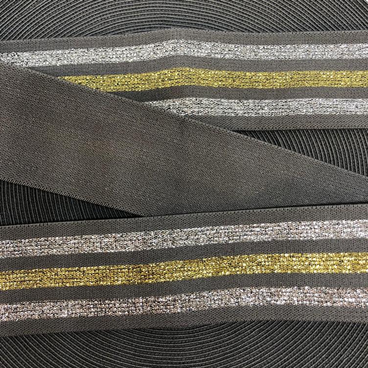 Elastband Glimmer-Stripe grau