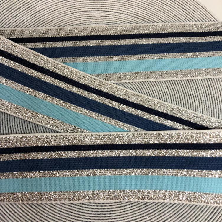 Elastband Glimmer-Stripe silber