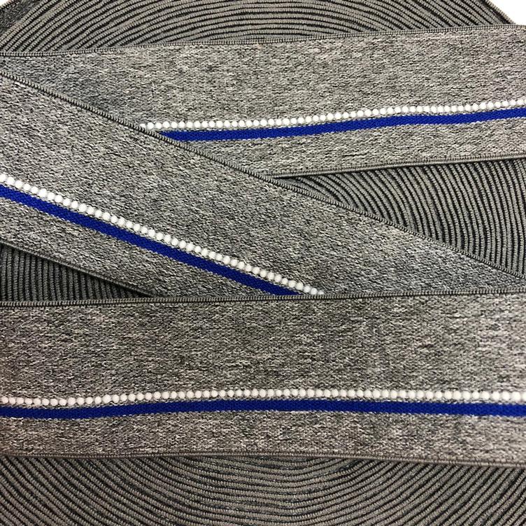 Elastband grau Streifen blau - weiss