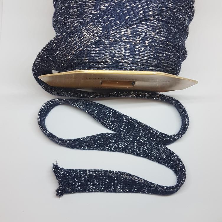 Flachkordel 20 mm Glow dunkelblau/silber