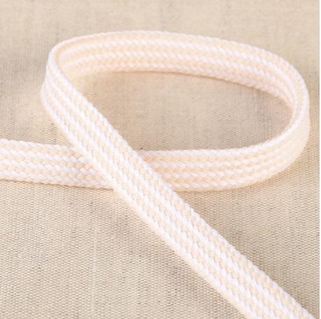 Flachkordel 8 mm beige/weiss