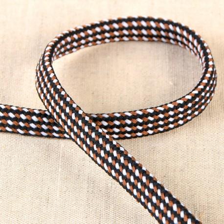 Flachkordel 8 mm braun/weiss/schwarz