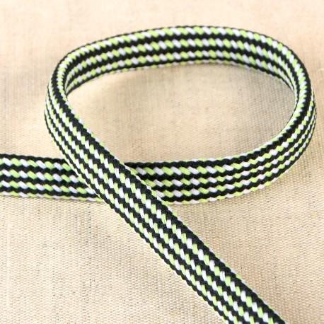 Flachkordel 8 mm grün/weiss/schwarz