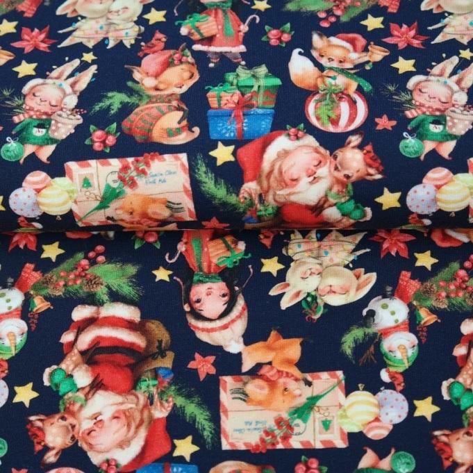 French Terry Christmas Elf blau