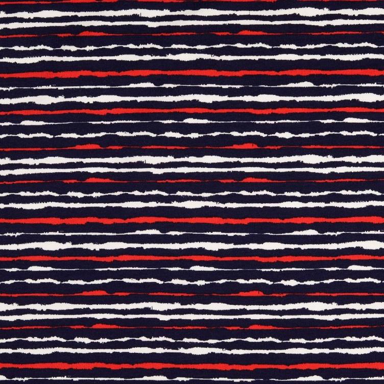 French Terry gestreift rot weiss marine
