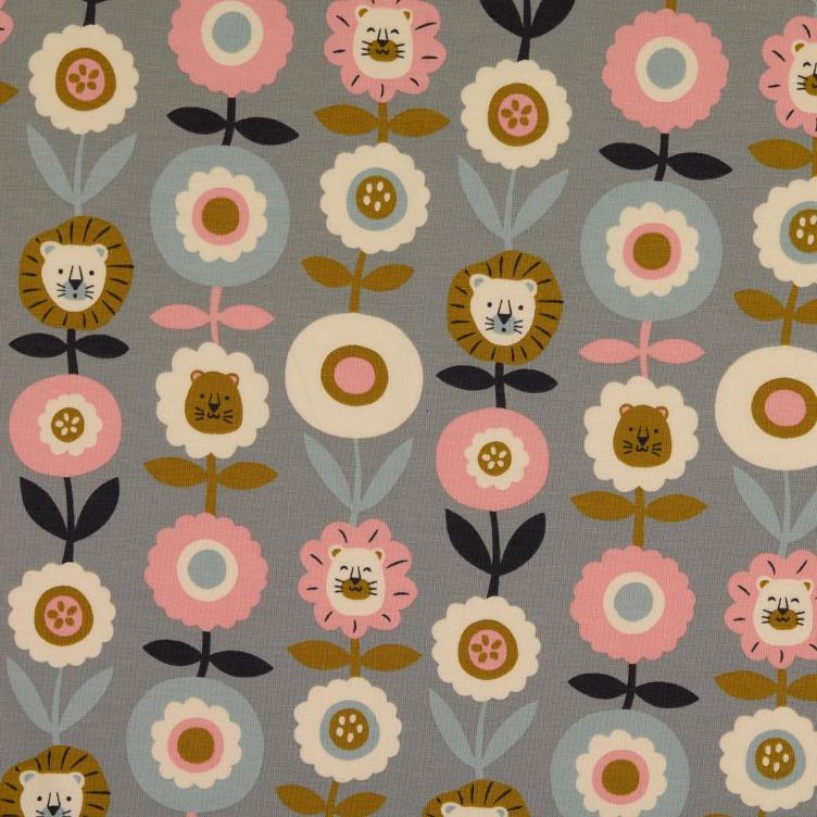 French Terry Löwenblümchen grau