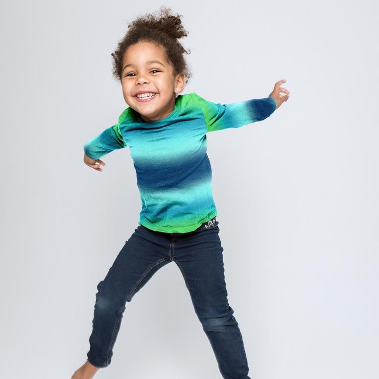 French Terry rainbow blau grün