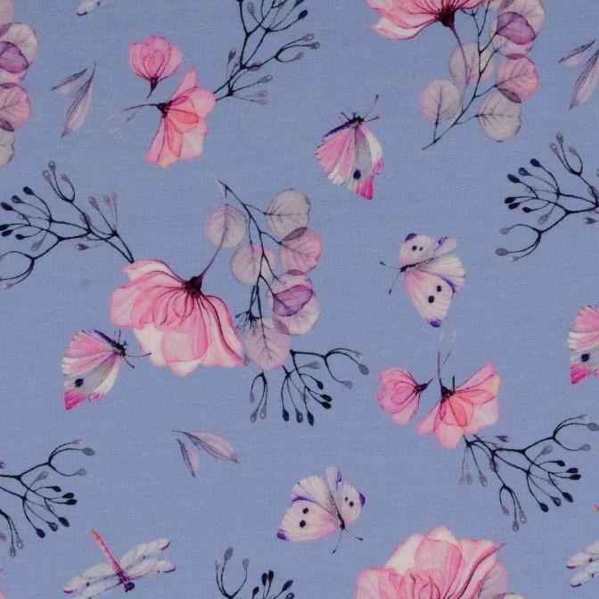 French Terry Romantic Butterfly blau