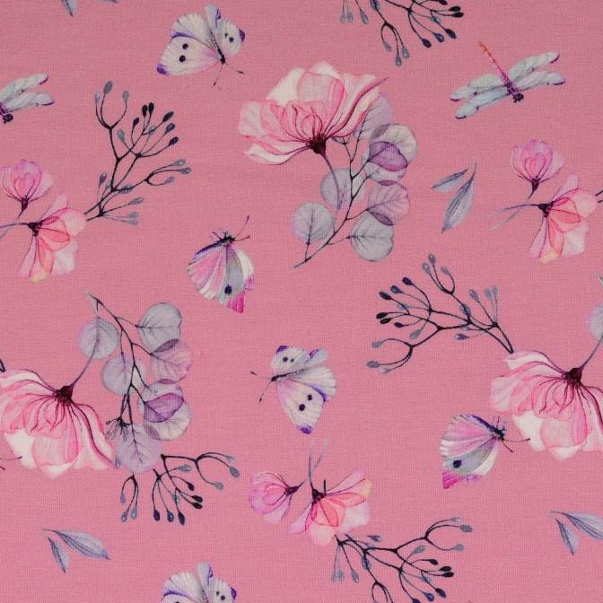 French Terry Romantic Butterfly rosa