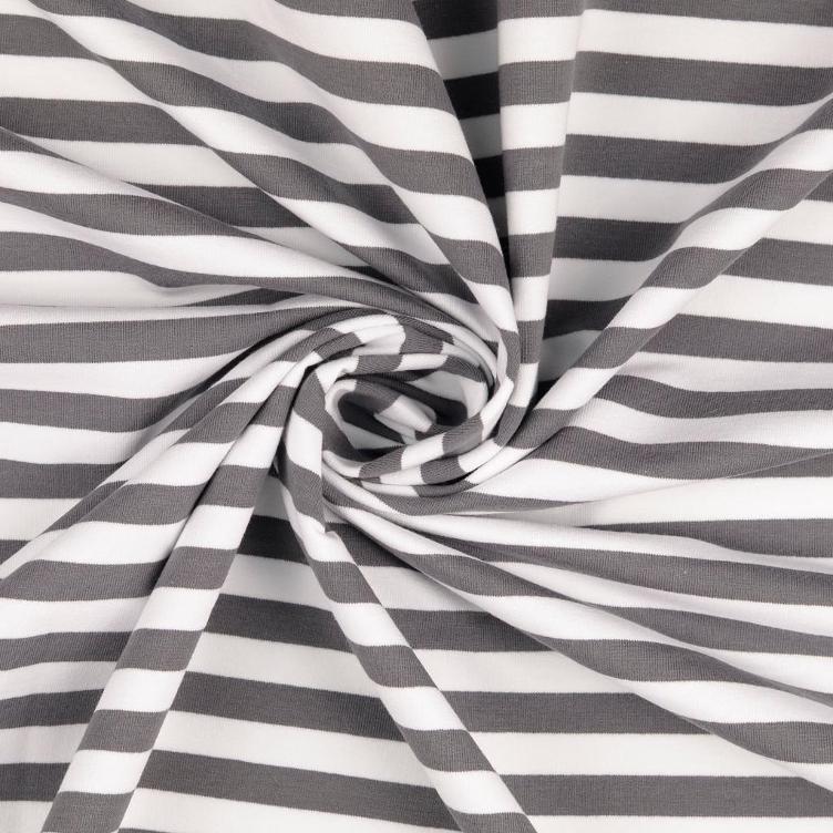 French Terry streifen grau - 0