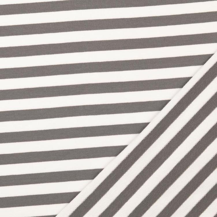 French Terry streifen grau - 1