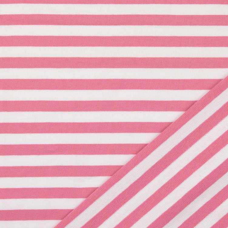 French Terry streifen rosa - 1