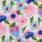 French Terry watercolor flowers blau/rosa