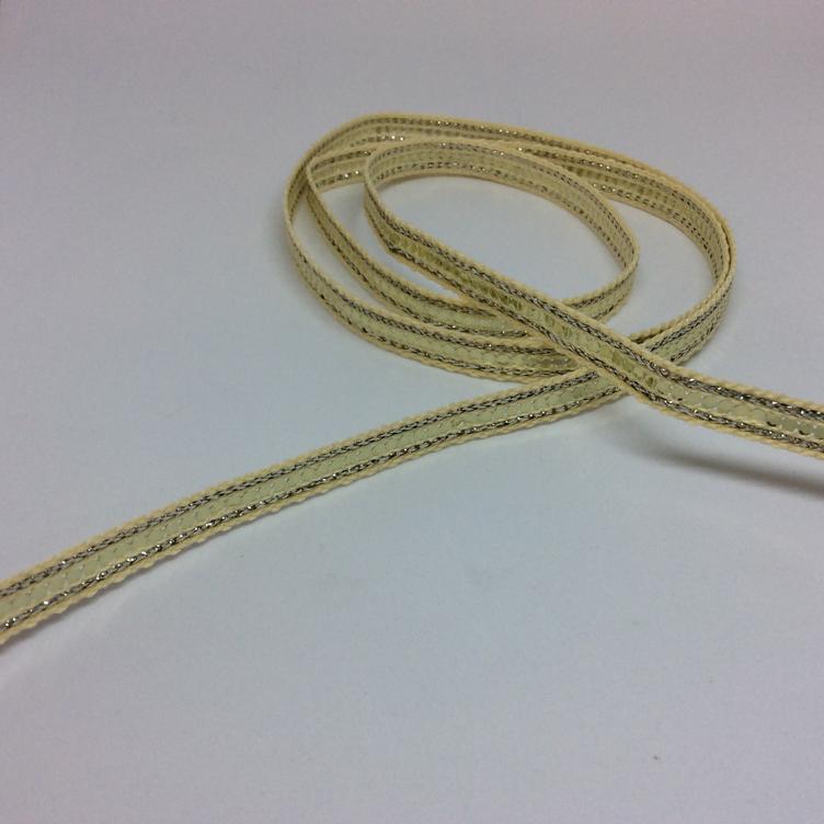 Glitzer-Häkelborte ecru/gold