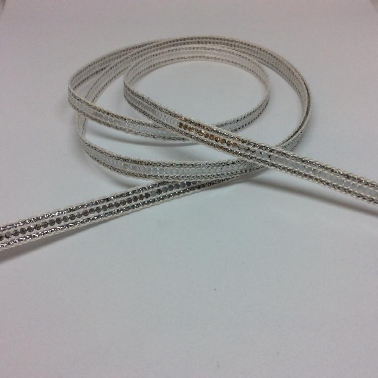 Glitzer-Häkelborte weiss/silber