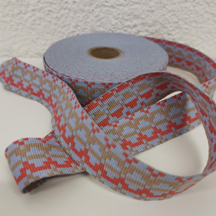 Gurtband 30mm Fashion hellblau braun orange