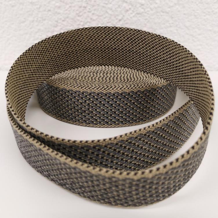 Gurtband 40mm Jacquard Karo beige schwarz jeans