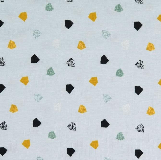 Häuschen bunt auf helblau Jersey