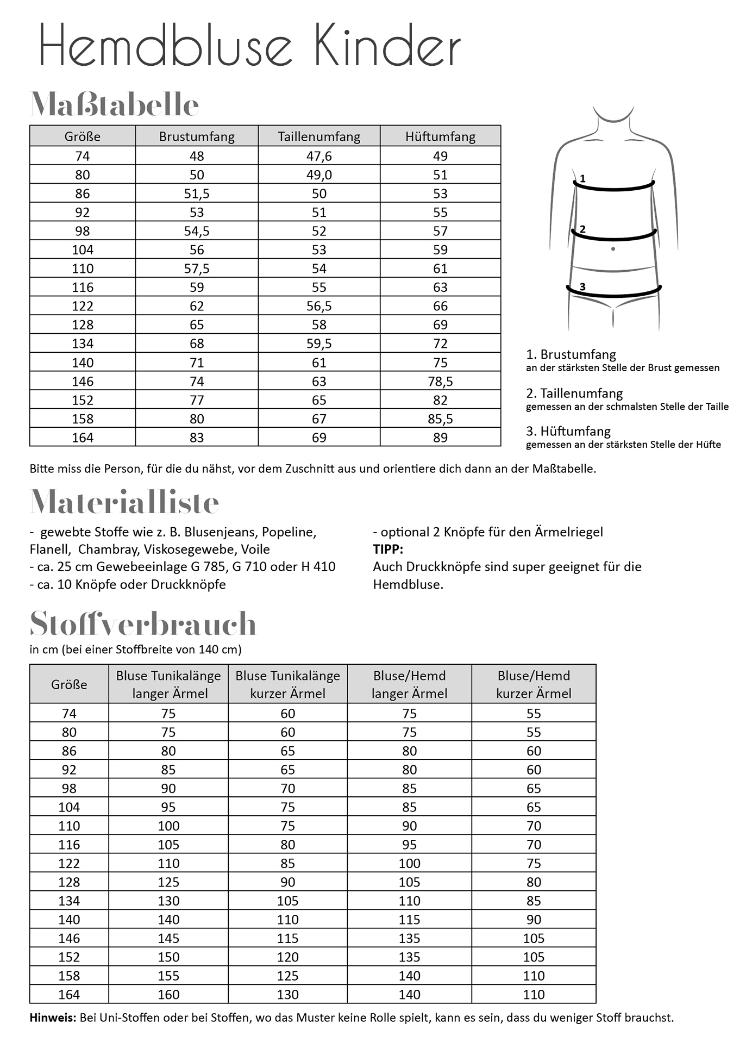 Hemdbluse Kinder Gr. 74-164 - 2
