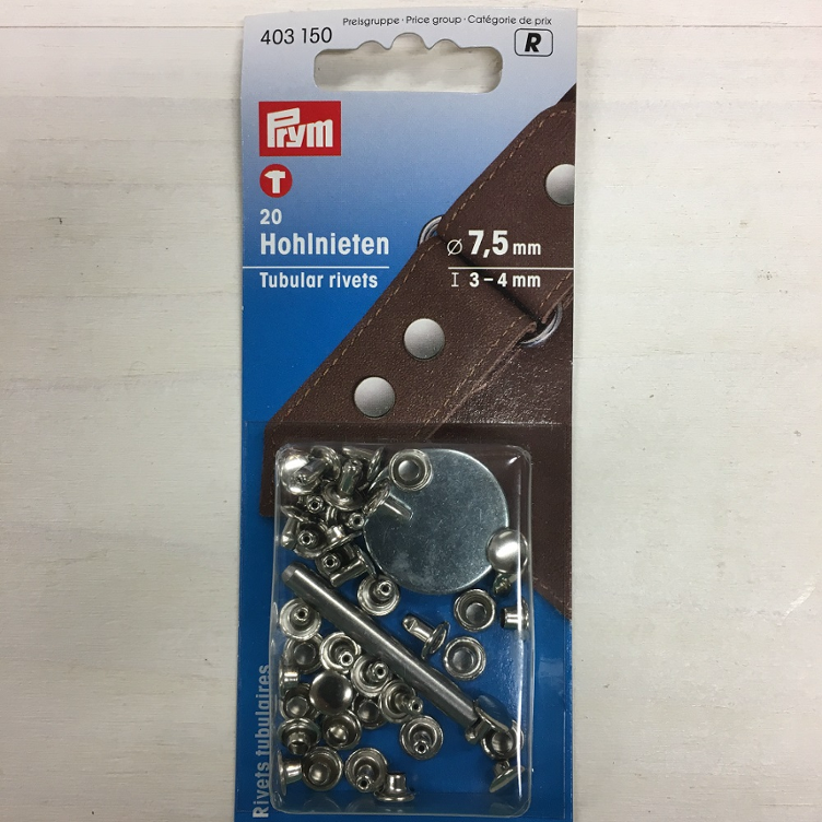 Hohlnieten 3-4mm Höhe 7,5 mm Durchmesser
