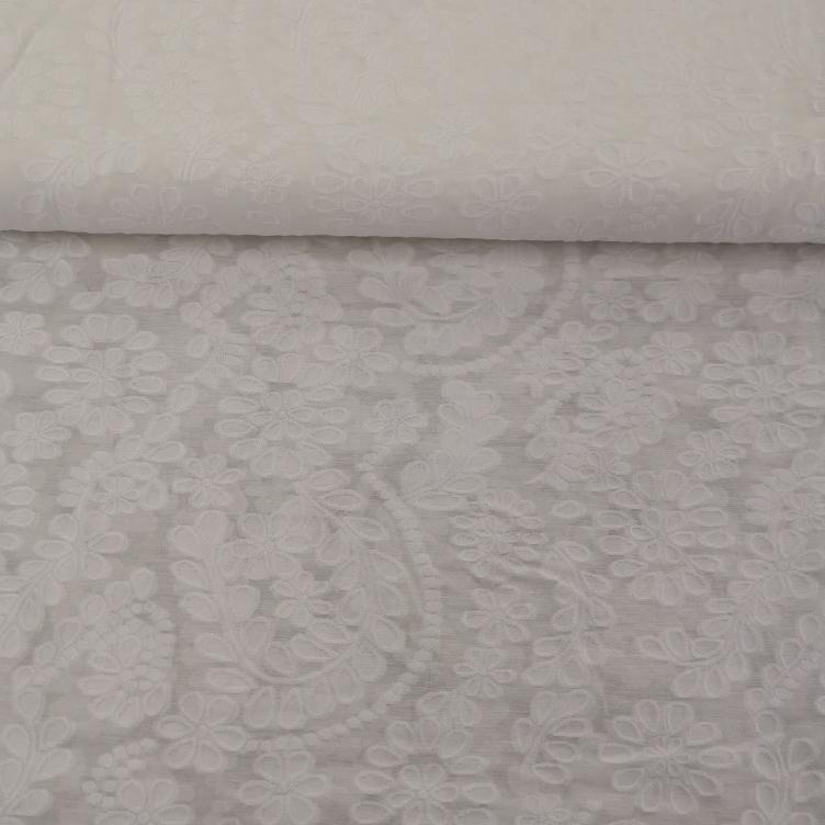Jacquard ton in ton offwhite Blumenstickerei