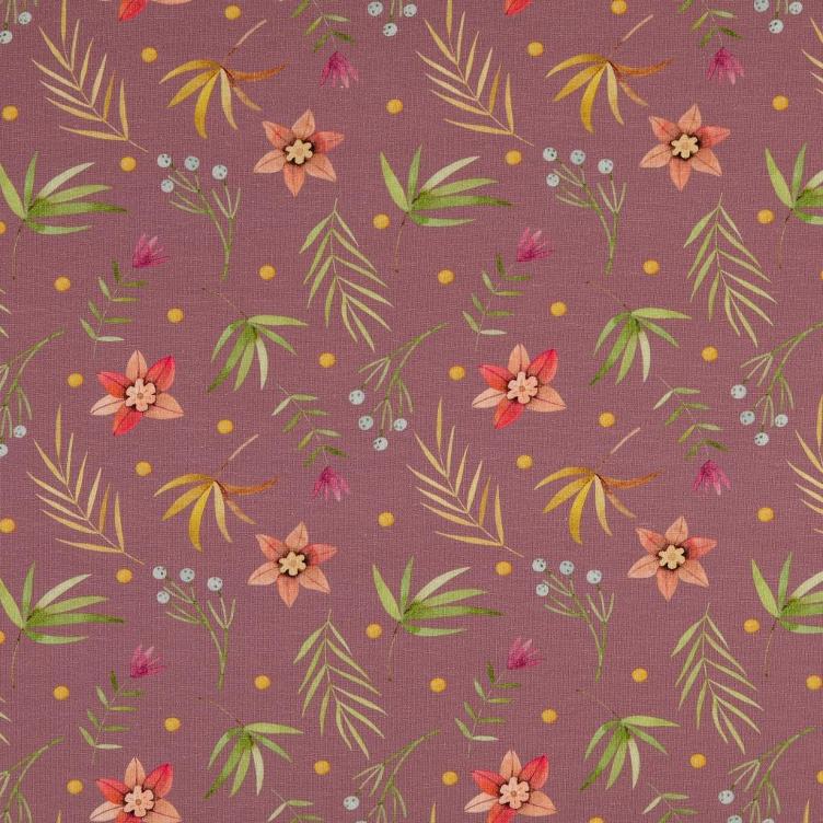 Jersey Aquarell Blüten mauve