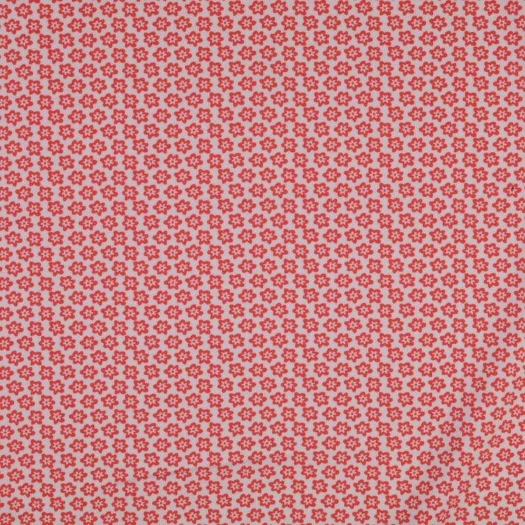 Jersey Blümchen rot auf weiss