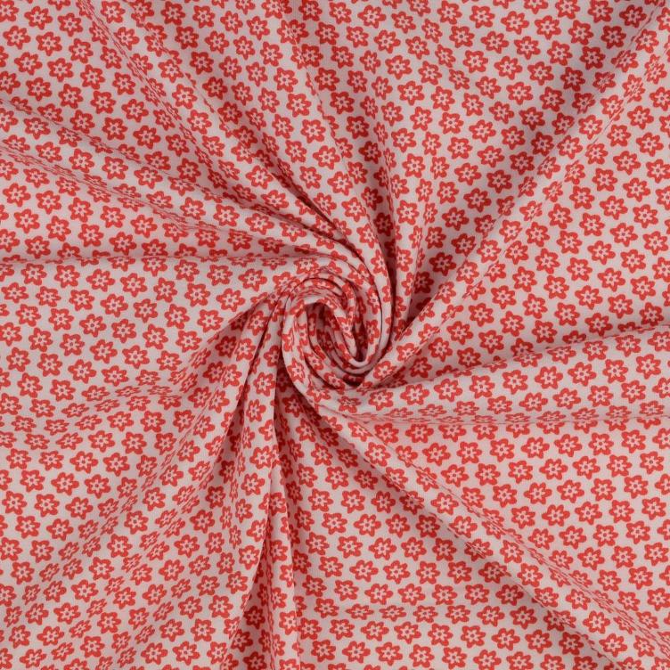 Jersey Blümchen rot auf weiss - 1