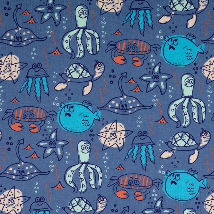 Jersey Meerestiere blau