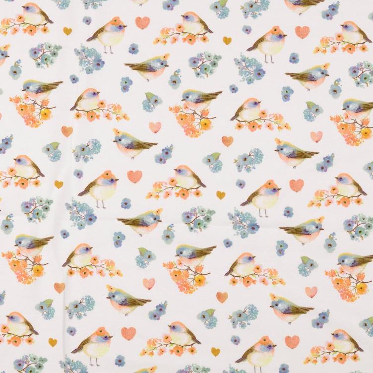 Jersey natural Blumenbirdy weiss