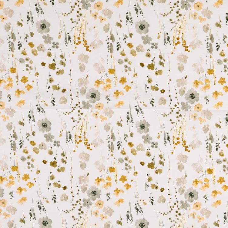 Jersey natural Blumenranken weiss