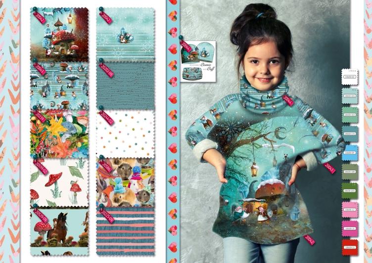 Jersey Streifen petrol rosa - 1